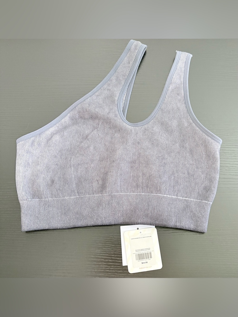 Fabletics x Maddie Ziegler Christa Asymmetric Sports Bra M Raincloud NWT